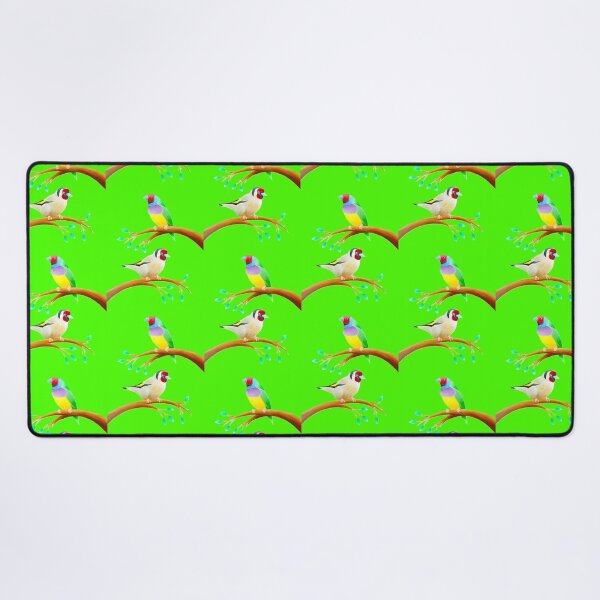 Item preview, Colourful birds design lime green background unique gift gouldianfinch goldfinch  designed and sold by Arniesart85.