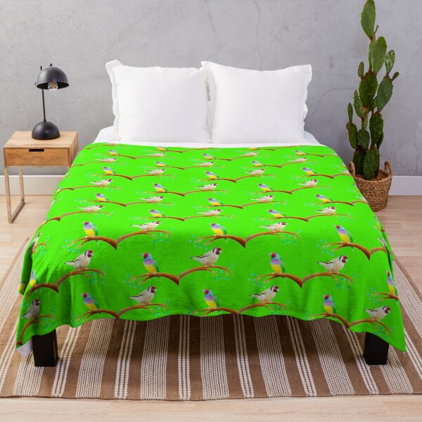 Item preview, Colourful birds design lime green background unique gift gouldianfinch goldfinch designed and sold by Arniesart85.