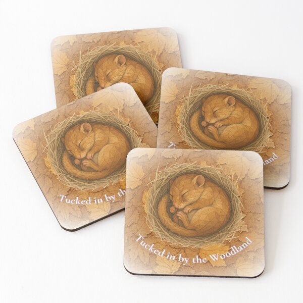 Item preview, Tucked in by the Woodland – Curled Dormouse in Autumn Nest designed and sold by GeoWild Designs.