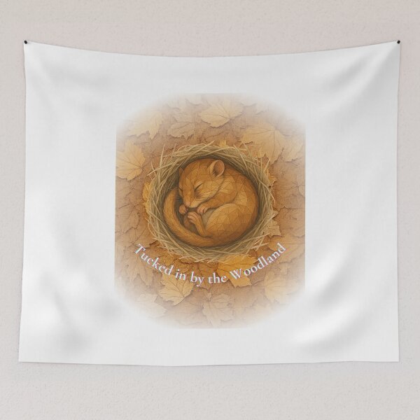 Item preview, Tucked in by the Woodland – Curled Dormouse in Autumn Nest designed and sold by GeoWild Designs.