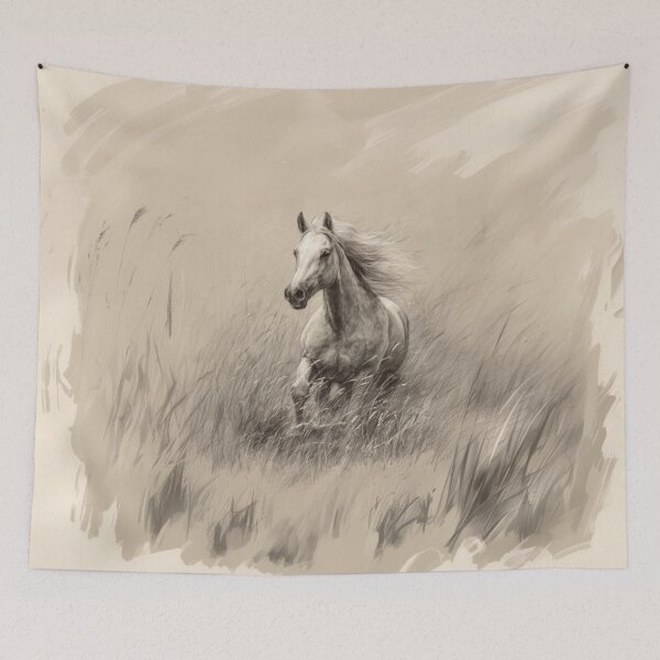Item preview, A spirited Palomino horse galloping through a field of tall grass Horses in Motion designed and sold by CDC40.