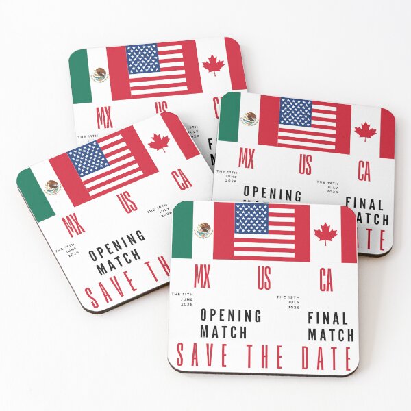 Item preview, 2026 World Cup Opening & Final – Azteca Stadium Mexico & MetLife Stadium USA – Football Design with Mexican, Canadian & US Flags designed and sold by La-Designita.