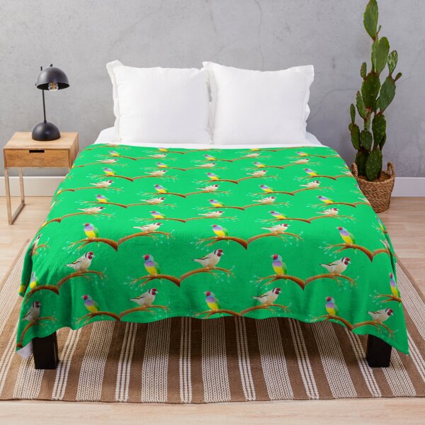 Item preview, Colourful birds design green background unique gift gouldianfinch goldfinch designed and sold by Arniesart85.