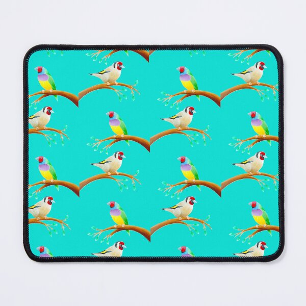 Item preview, Colourful birds design teal background unique gift gouldianfinch goldfinch designed and sold by Arniesart85.