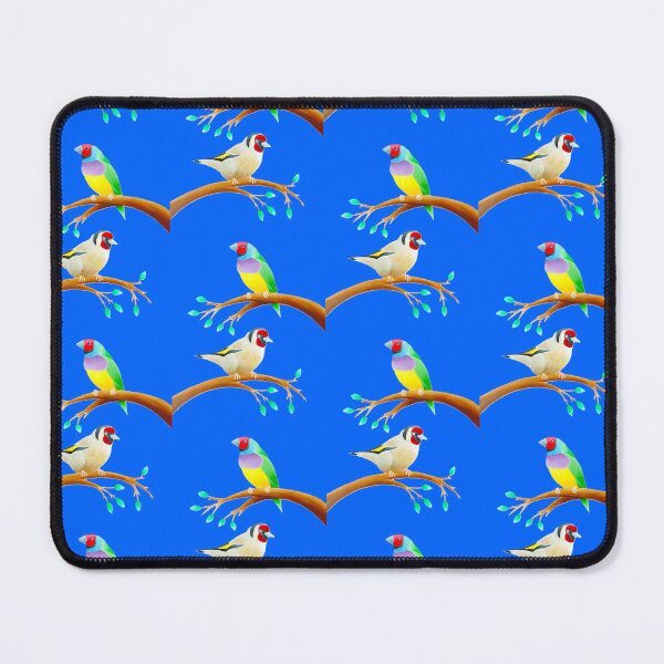 Item preview, Colourful birds design cobalt blue background unique gift gouldianfinch goldfinch  designed and sold by Arniesart85.