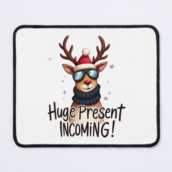 Item preview, Huge Present Incoming – Cool Christmas Reindeer with Glasses | Watercolor Holiday Illustration by Vivo Studio designed and sold by VivoStudio.