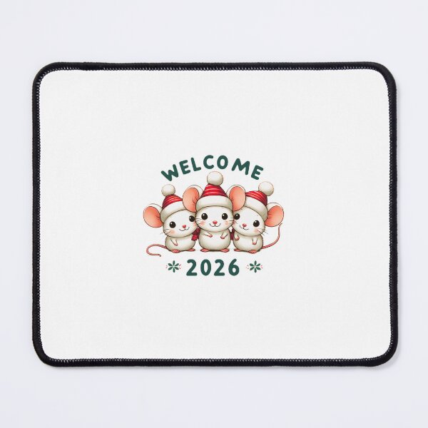 Item preview, Three Little Mice in Santa Hats – Welcome 2026 designed and sold by mETTY mET.