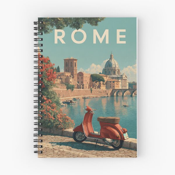 Item preview, Rome Retro Travel Art Tiber River View with Vespa designed and sold by daila70.