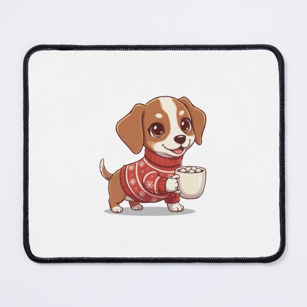 Item preview, Cute Christmas Longdog Puppy with Hot Cocoa - Dog Lovers designed and sold by The Real Life Symphony.