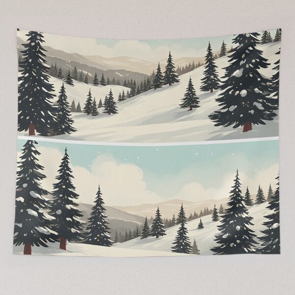 Item preview, Winter landscape with snow-covered mountains and fir trees. designed and sold by Mianku | Für das Leben.