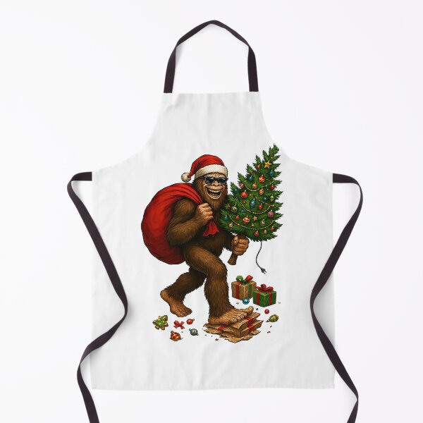 Item preview, Funny Bigfoot Santa Carrying Christmas Tree Scene designed and sold by cosettacir6382.