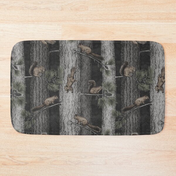 Item preview, Cute Hand Drawn Squirrels on Gray Trees designed and sold by somecallmebeth.