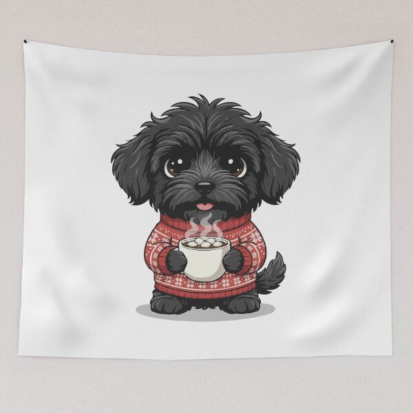 Item preview, Cute Christmas Puli Puppy with Hot Cocoa - Dog Lovers designed and sold by The Real Life Symphony.