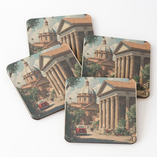 Item preview, Rome Retro Travel Art Street View with Dome and Vintage Car designed and sold by daila70.