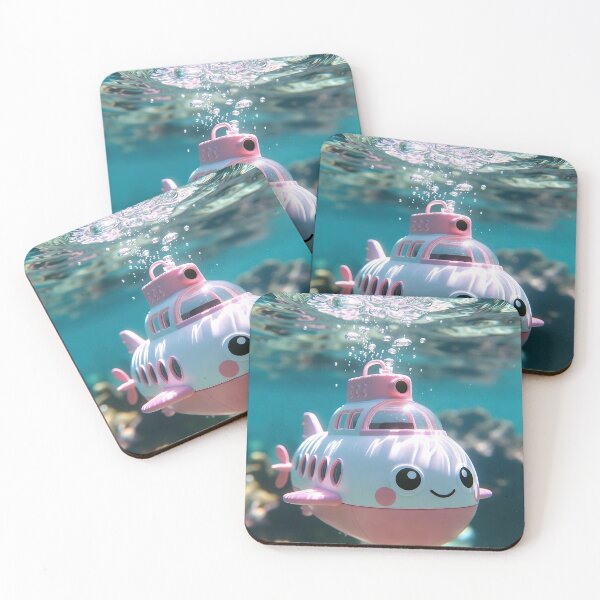 Item preview, Pink Kawaii Submarine – Cute submarine with anime face designed and sold by NordseeSteel.