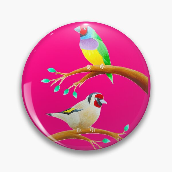 Item preview, Colourful birds design candy pink background unique gift gouldianfinch goldfinch  designed and sold by Arniesart85.