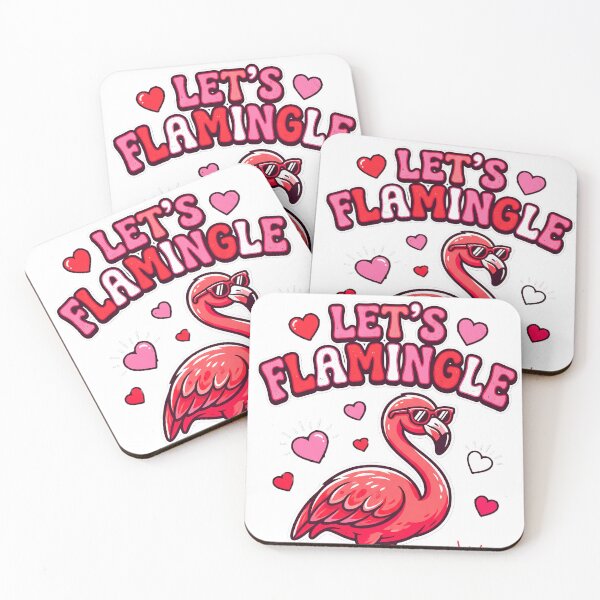 Item preview, Let's Flamingle Cute Flamingo Valentine designed and sold by Quillway.