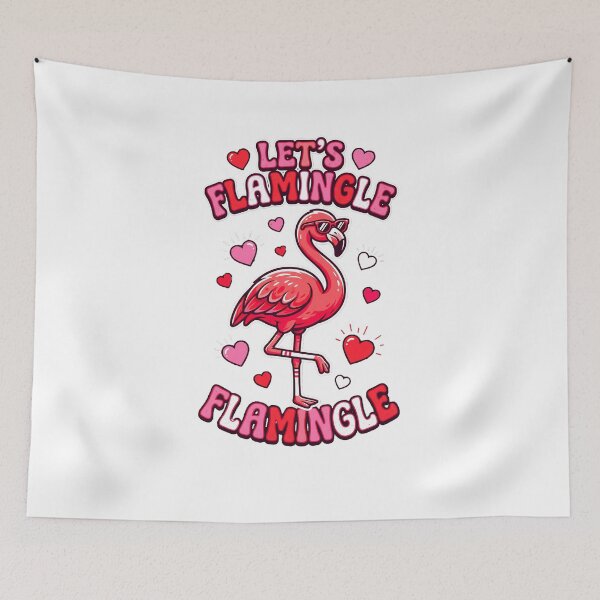 Item preview, Let's Flamingle Cute Flamingo Valentine designed and sold by Quillway.