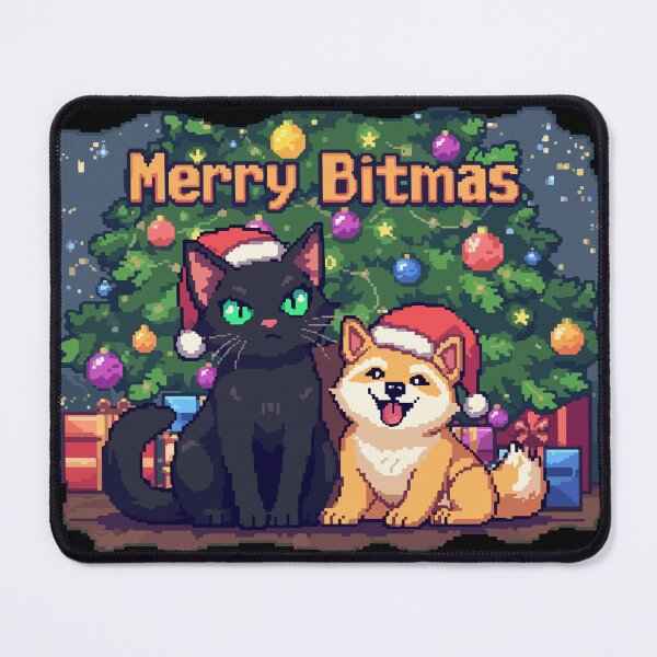 Item preview, Cat and Shiba Merry Bitmas designed and sold by str33ty.ltd.