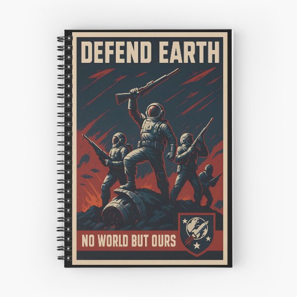 Item preview, Defend Earth Retro Sci-Fi Military Propaganda Poster. designed and sold by The-T-In-Retro.