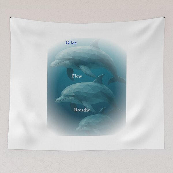 Item preview, Glide Flow Breathe – Geometric Dolphins Art designed and sold by GeoWild Designs.