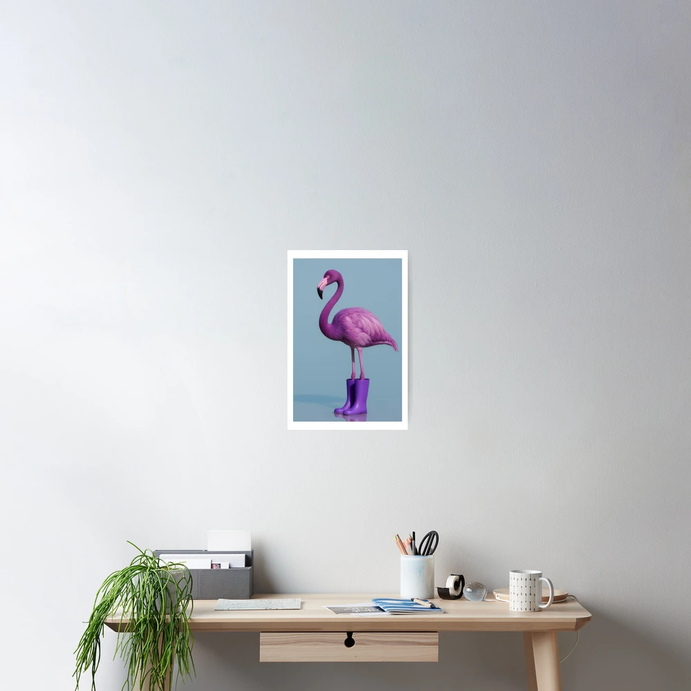 Purple Flamingo in Purple Wellingtons