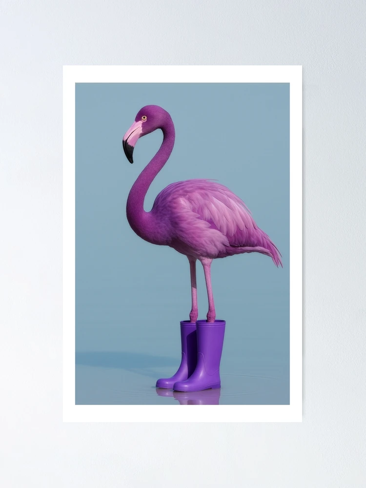 Purple Flamingo in Purple Wellingtons