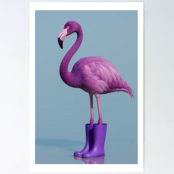 Purple Flamingo in Purple Wellingtons