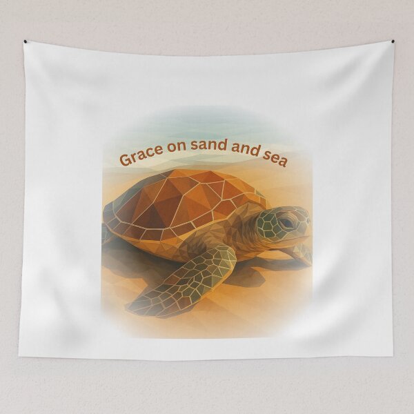 Item preview, Grace on Sand and Sea – Sea Turtle Art Print designed and sold by GeoWild Designs.