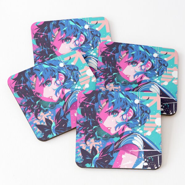 Item preview, Sailor Mercury Neon Vaporwave Poster  designed and sold by AnimeArsenalPrints.