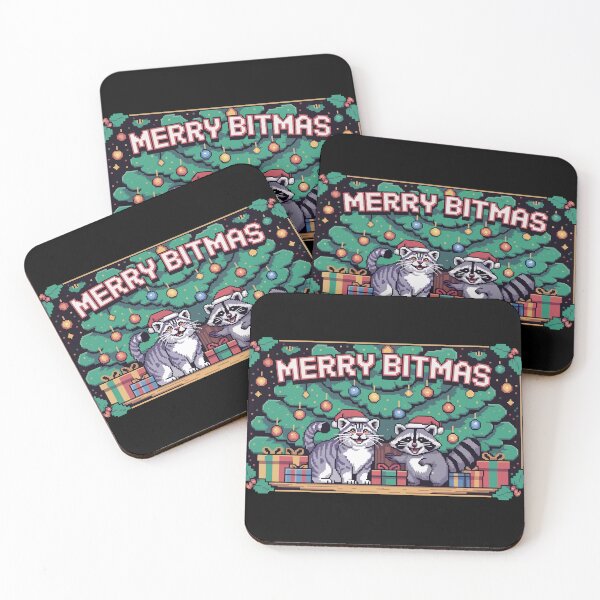 Item preview, Pixel Pallas's Cat & Raccoon Merry Christmas designed and sold by str33ty.ltd.