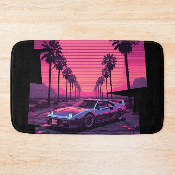 Item preview, Ferrar F40 80s retro-futuristic landscape with palm trees and a sports car neon colors 7 designed and sold by Neon G.