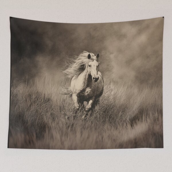 Item preview, A spirited Palomino horse galloping through a field of tall grass Horses in Motion designed and sold by CDC40.