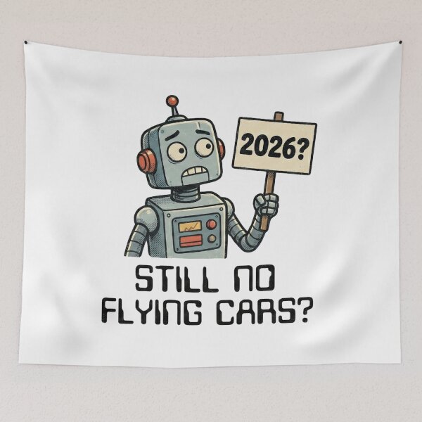 Item preview, Funny Robot 2026 Still No Flying Cars? designed and sold by shellymope.