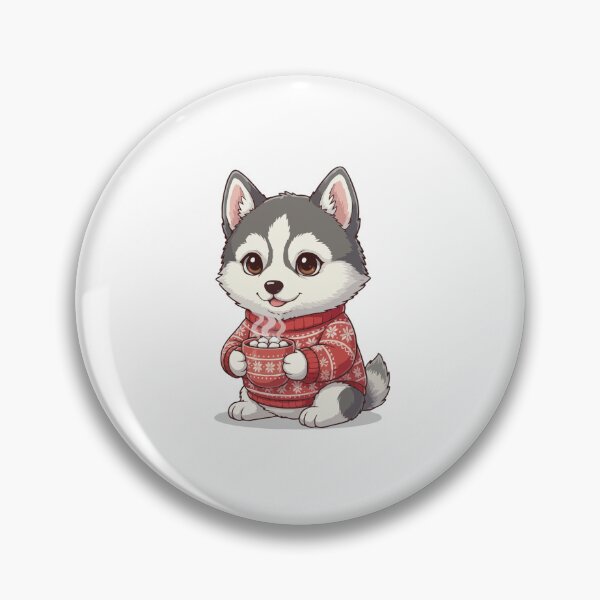 Item preview, Cute Christmas Alaskan Husky Puppy with Hot Cocoa - Dog Lovers designed and sold by The Real Life Symphony.