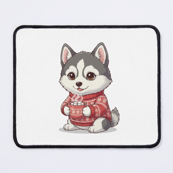 Item preview, Cute Christmas Alaskan Husky Puppy with Hot Cocoa - Dog Lovers designed and sold by The Real Life Symphony.