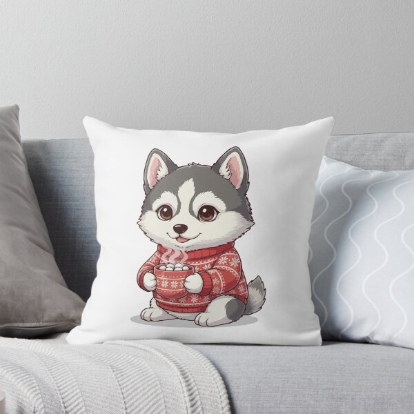Item preview, Cute Christmas Alaskan Husky Puppy with Hot Cocoa - Dog Lovers designed and sold by The Real Life Symphony.