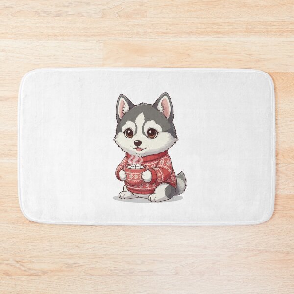 Item preview, Cute Christmas Alaskan Husky Puppy with Hot Cocoa - Dog Lovers designed and sold by The Real Life Symphony.