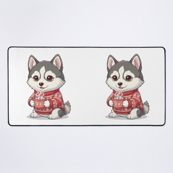 Item preview, Cute Christmas Alaskan Husky Puppy with Hot Cocoa - Dog Lovers designed and sold by The Real Life Symphony.