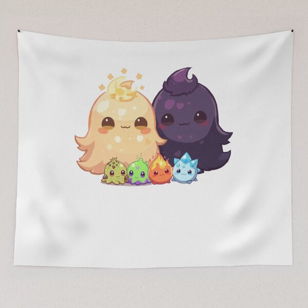 Item preview, “Elemental Slime Family – Light, Dark & Their Four Tiny Elements” designed and sold by Monzora.