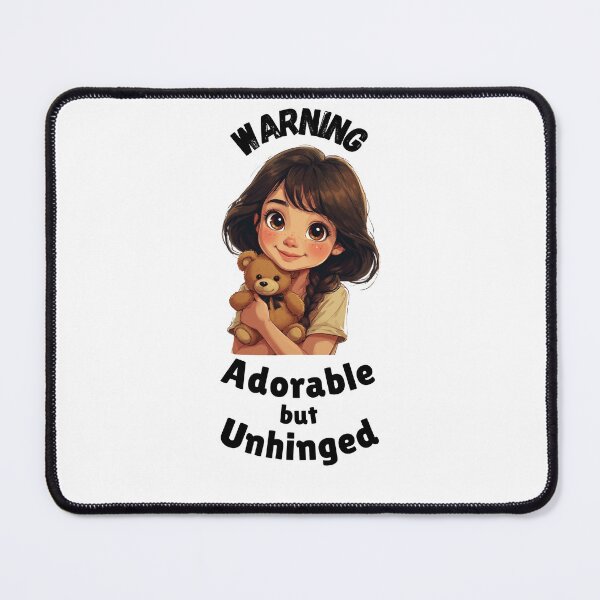 Item preview, "Warning: Adorable But Unhinged" — Cute Chaos Girl with Teddy | Funny Aesthetic Anime-Style Design designed and sold by AnimeTeesnStuff.
