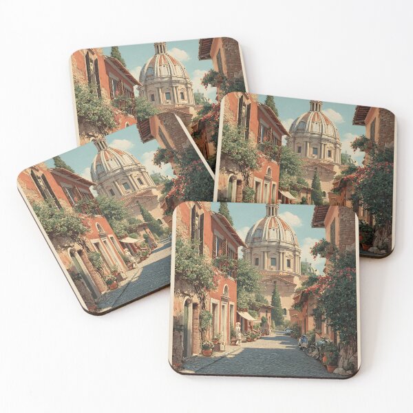 Item preview, Rome Retro Travel Art Street View with Dome and Cobblestones designed and sold by daila70.