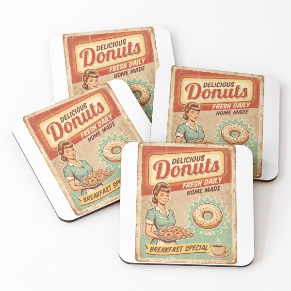 Item preview, Retro Cravings: Vintage Donut Ad Delight designed and sold by ForeverPrintsOK.