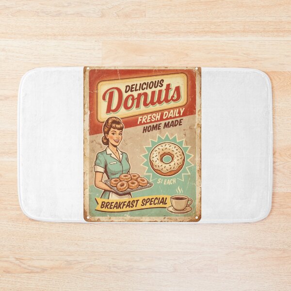 Item preview, Retro Cravings: Vintage Donut Ad Delight designed and sold by ForeverPrintsOK.