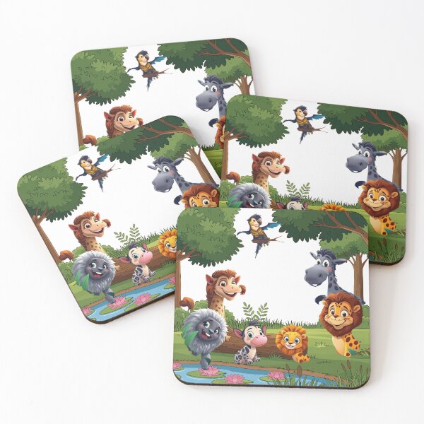 Item preview, Happy Jungle Friends Gathering, Playful Wildlife Characters in the Forest, Cartoon Safari Animals in Nature designed and sold by GDbanners.