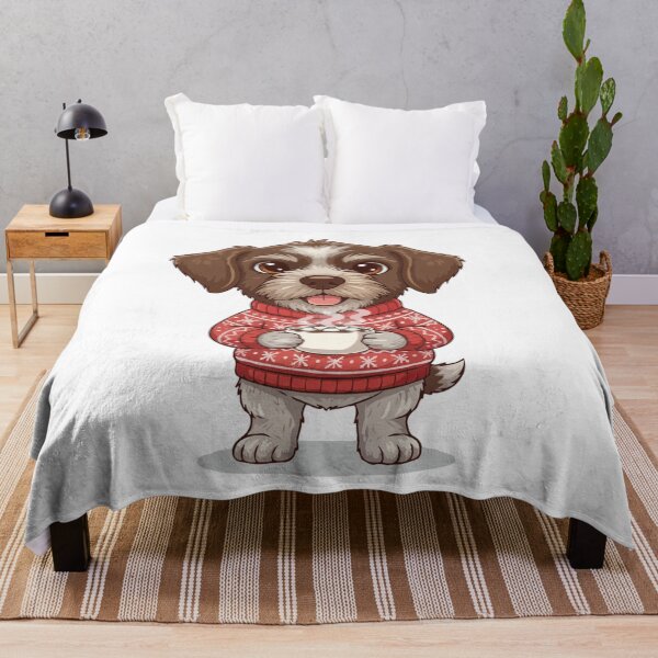 Item preview, Cute Christmas Wirehaired Pointing Griffon Puppy with Hot Cocoa - Dog Lovers designed and sold by The Real Life Symphony.