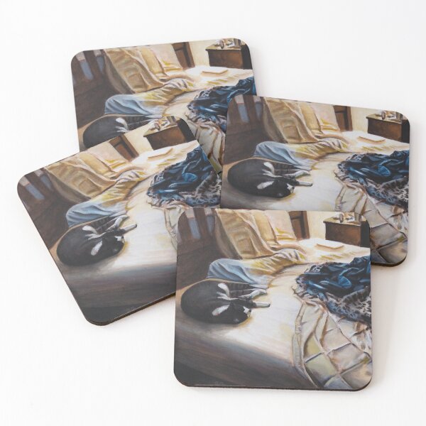 Item preview, Sleeping cat on bed designed and sold by rontaylorcrouch.