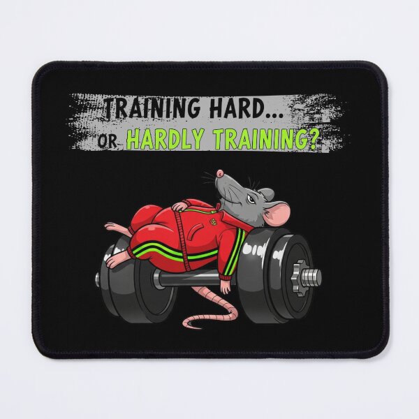 Item preview, Lazy Cartoon Rat on Dumbbell Funny Gym Meme | Training Hard or Hardly Training? designed and sold by Design_Your_Day.