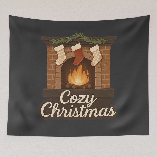 Item preview, Cozy Christmas Fireplace - Stockings Winter Holiday designed and sold by PunchDrop.