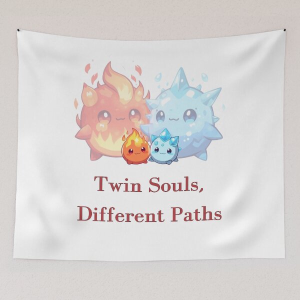 Item preview, Twin souls, different paths – Fire & Ice Chibi Duo designed and sold by Monzora.